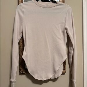 Nordstroms Naked Wardrobe Beige Long Sleeve Waffle Knit Top